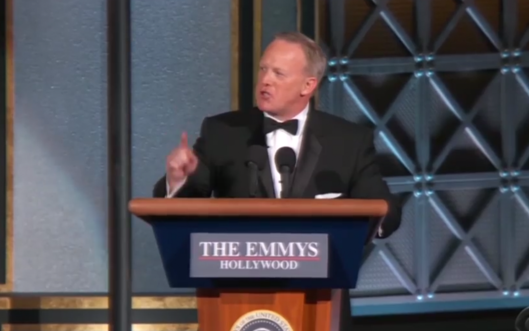Sean Spicer crashes the Emmys to riff on Trump
