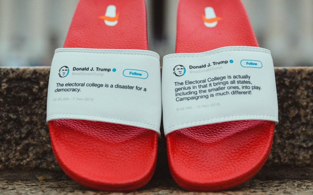 Show your fashion sense and political leanings by sporting these Donald Trump flip-flops