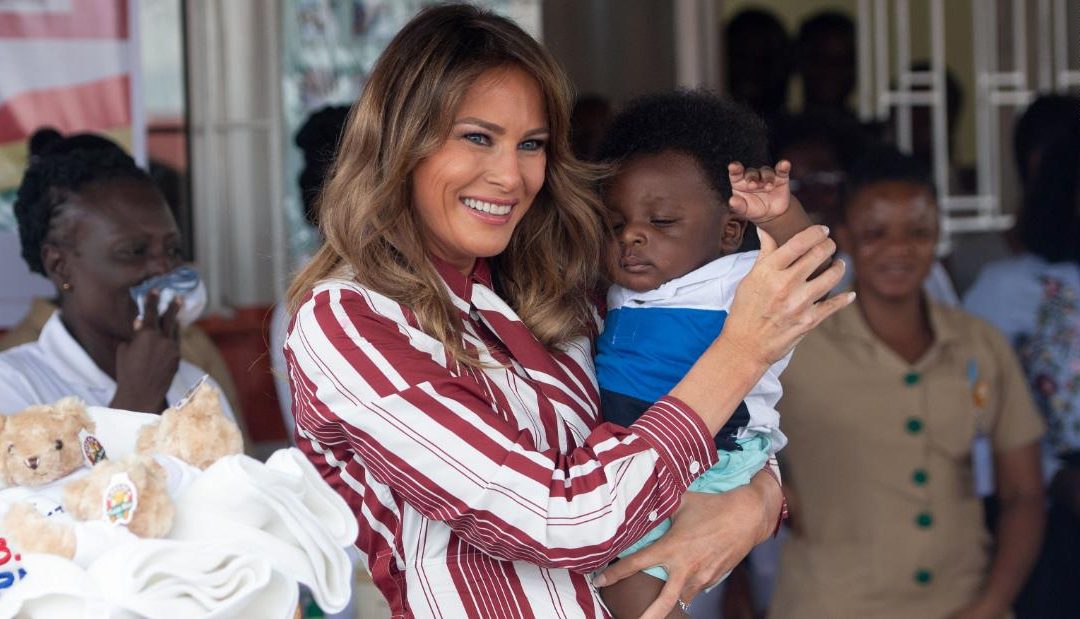 Melania Trump is greeted in Ghana, visits baby clinic