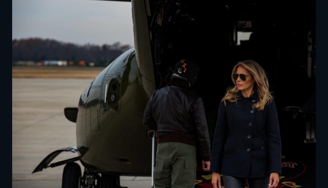 Melania Trump makes historic Osprey flight to visit US military
